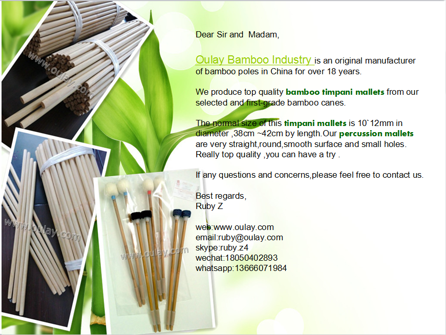Bamboo timpani mallets/drum sticks 