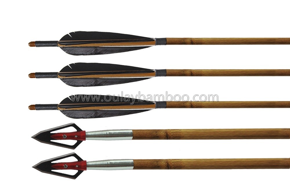 archery tonkin bamboo arrows with inserts and broadheads