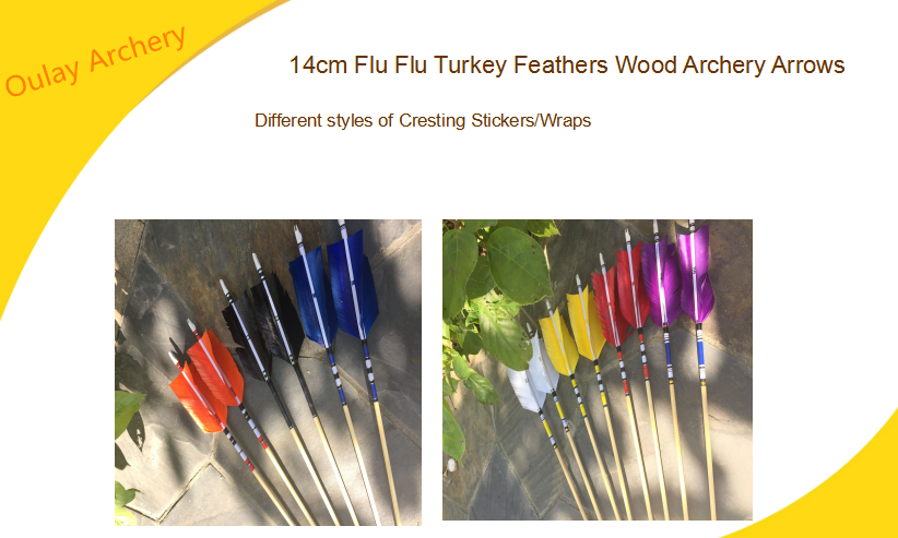Wood Arrows With 14cm turkey feathers