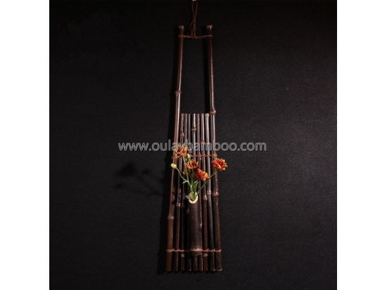 Nature Black Bamboo Poles Ladders With Flowers for Home And Garden Decoration
