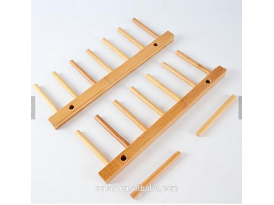 Natural Bamboo wooden Kitchen Plate Rack Plate Holder Cup Rack