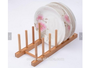 Natural Bamboo wooden Kitchen Plate Rack Plate Holder Cup Rack