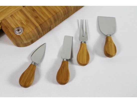 Bamboo Cheese Chooping Board Or Wooden Kitchenware With Knife
