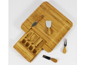 Bamboo Cheese Chooping Board Or Wooden Kitchenware With Knife