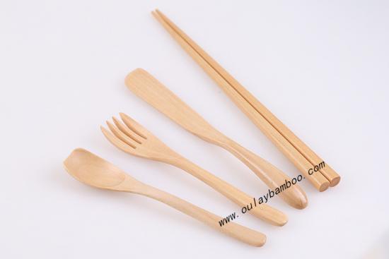 bamboo wooden spoon sknife fork set