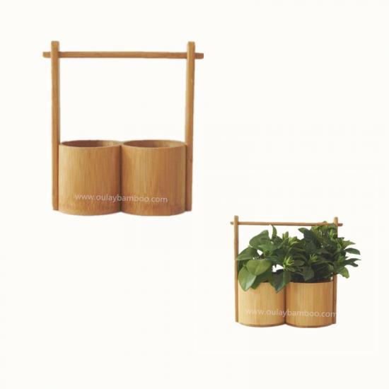 twin bamboo pots