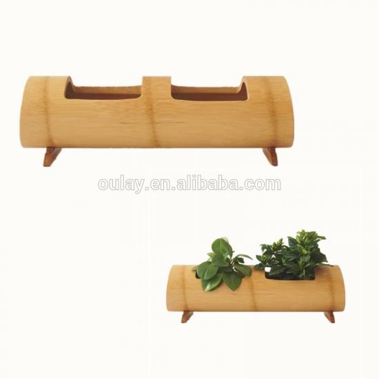 Bamboo Flower Pots Stand Vases With Two Rectangle Holes